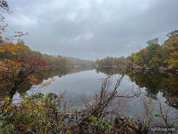 Fog hanging over a lake