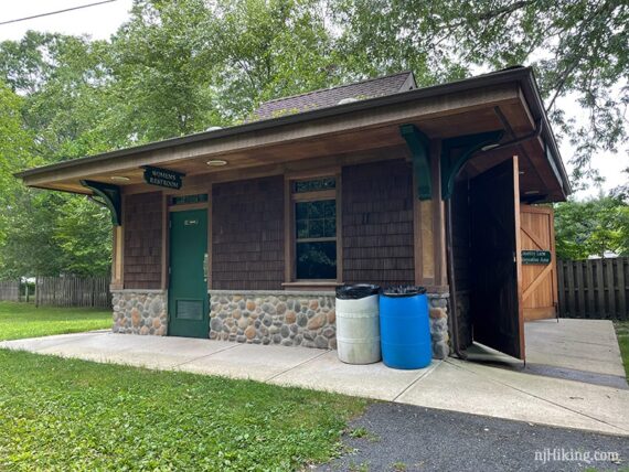 Restroom building along a rail trail.