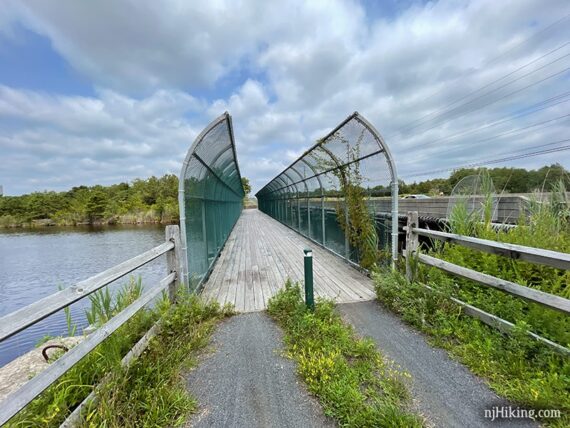 Fenced bridge over Oyster Creek.