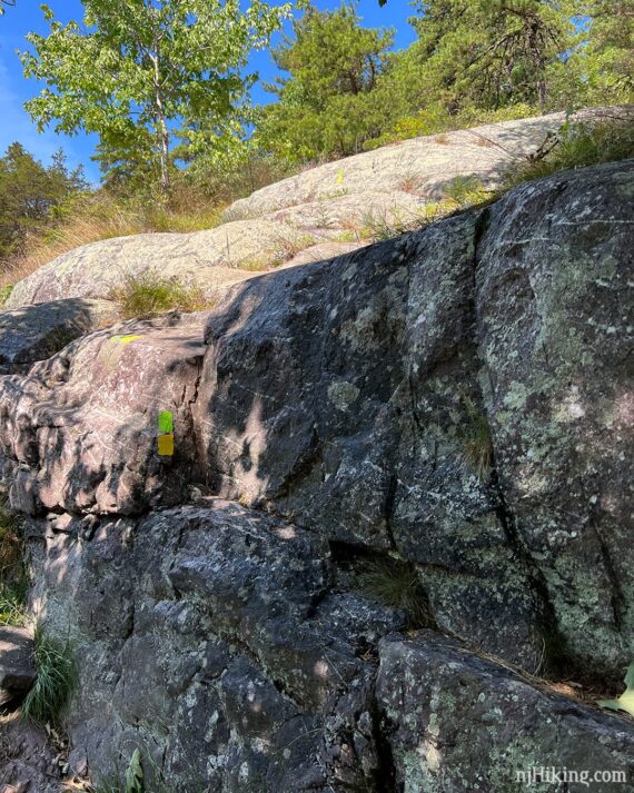 Steep drop down off rock face