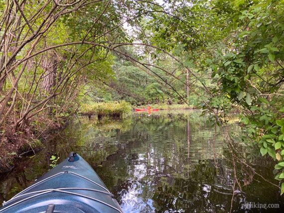 Kayker in a very small cove.