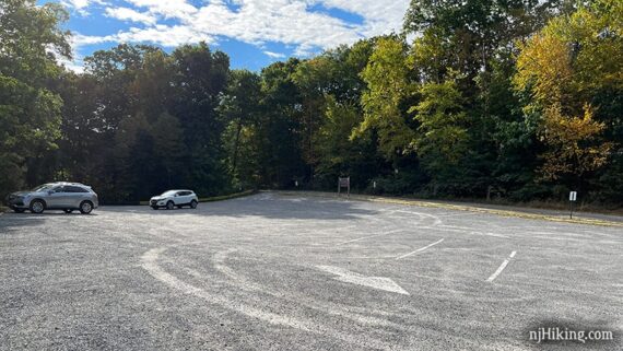 Gravel parking lot for Splitrock Reservoir.