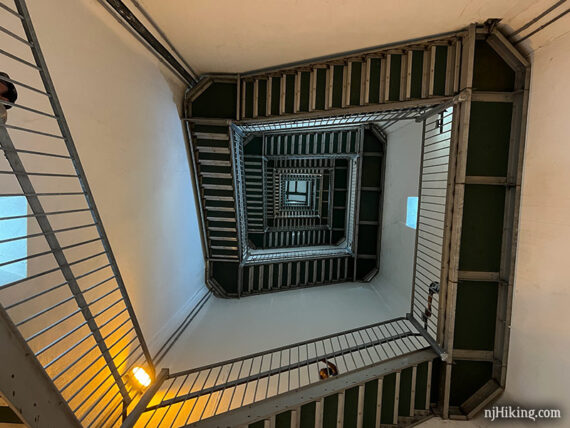 Looking up the stairwell of the High Point Monument.