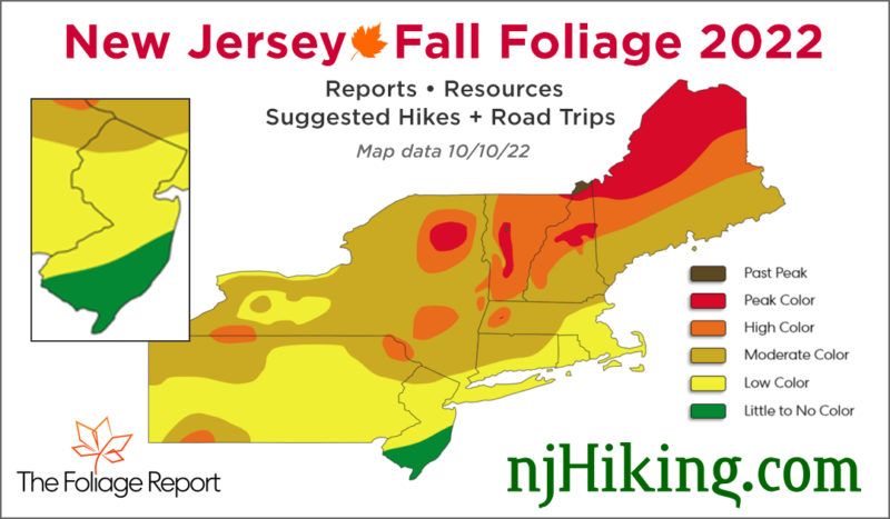 NJ Foliage Report map for 10/10/22.