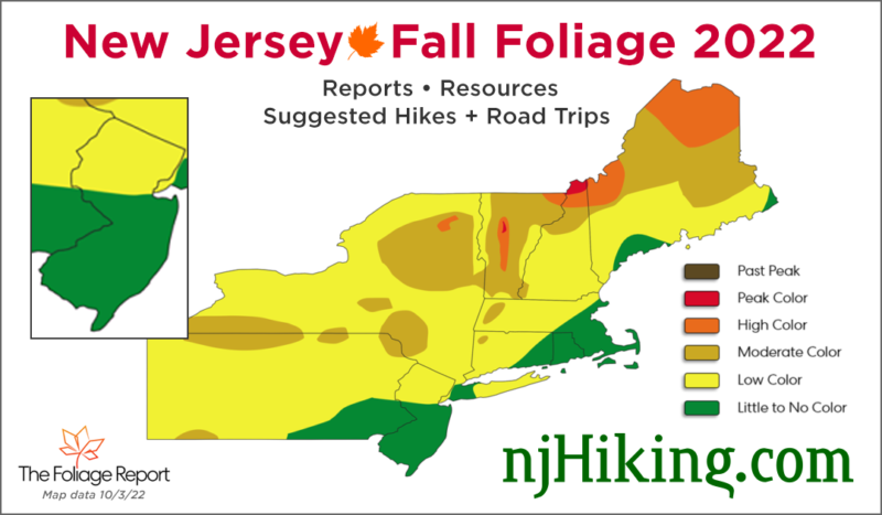 NJ Foliage Report map for 10/3/22.
