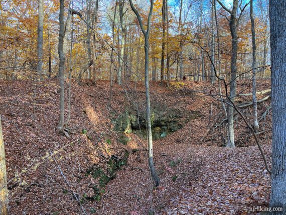 Rocky gorge that was mined for copper.