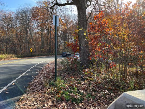 Trail along the side of a road.