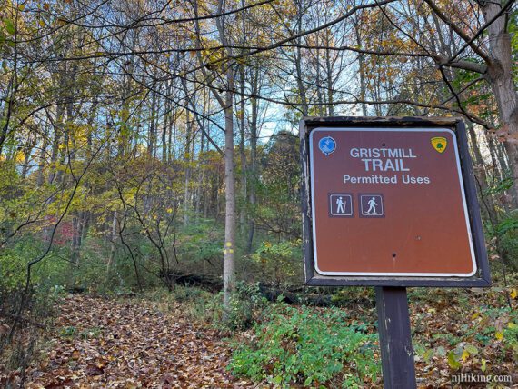 Sign for the gristmill trail.