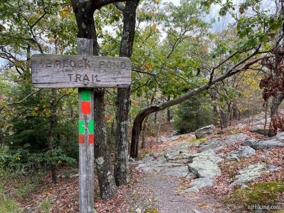 Hemlock Falls wooden sign.