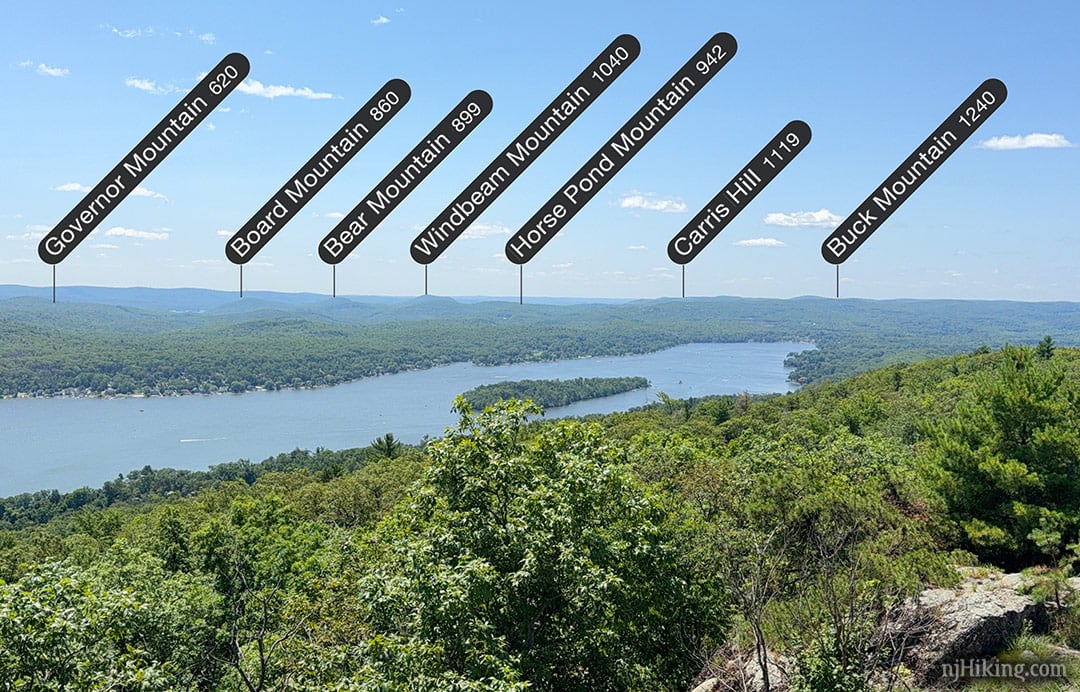 Mountain peaks labled.