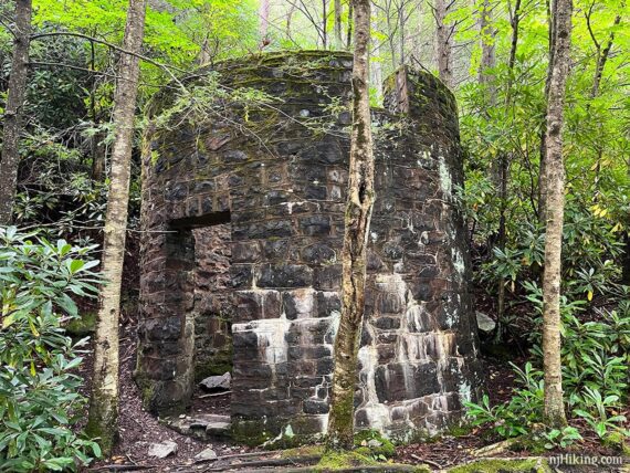 Cylindrical stone building.