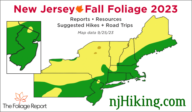 New Jersey fall foliage report map for September 25, 2023.