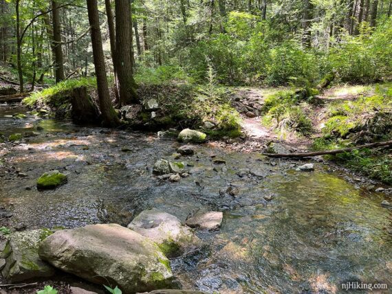 Stream crossing on rocks.