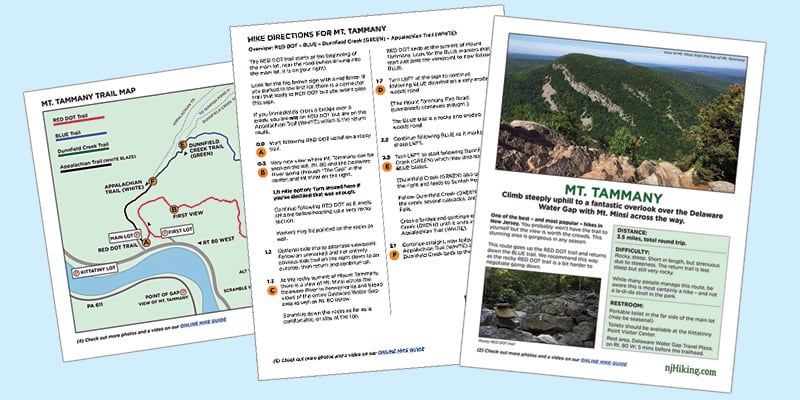 Downloadable hike guide for Mt. Tammany.