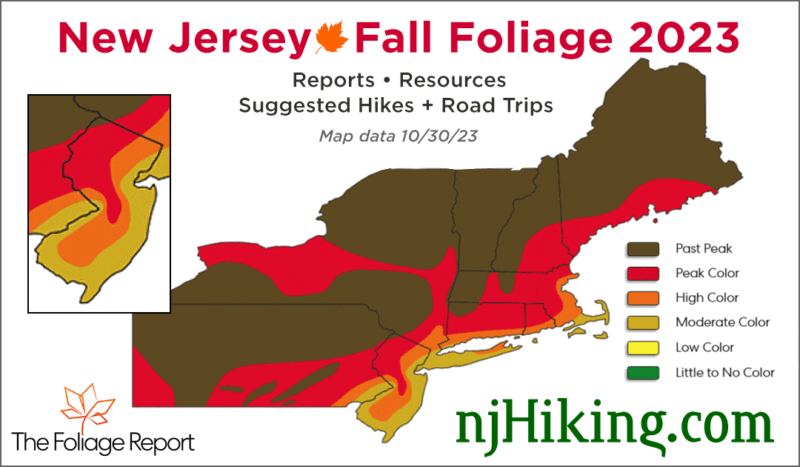 New Jersey fall foliage current coverage map for October 30, 2023.