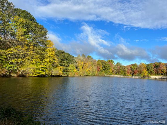 George Lake ringed by fall foliage.