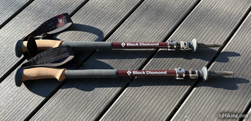 Black Diamond alpine carbon trekking poles.