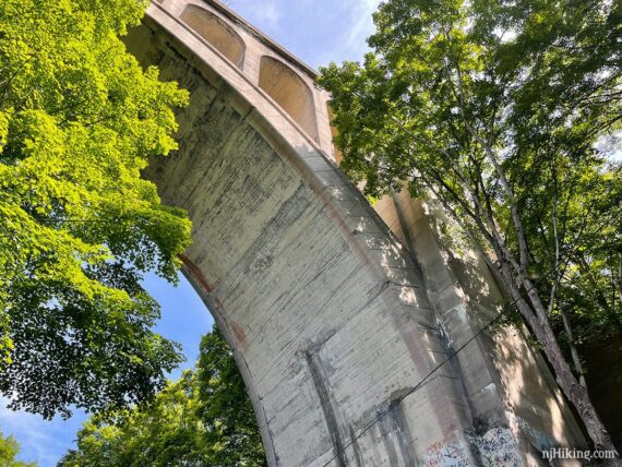 Arches at the top of a concrete viaduct.