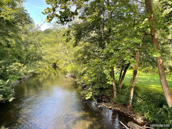 Paulins Kill river seen from a trail bridge.