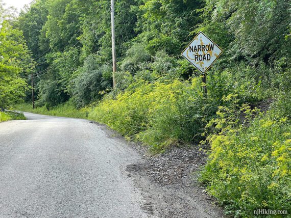 Detour trail near a road sign.