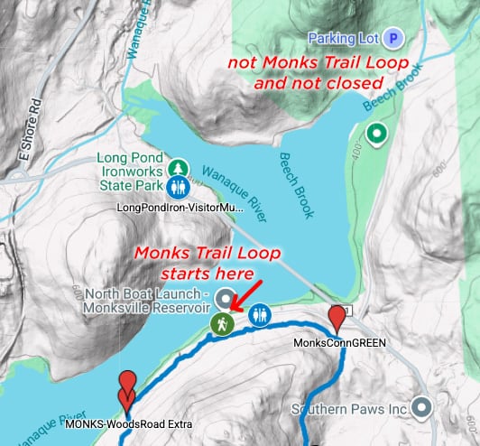 Monks Trail parking overview.