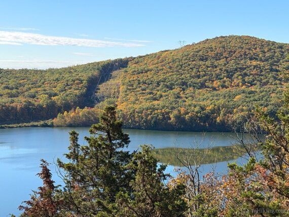 Wide power line cut over a mountain.