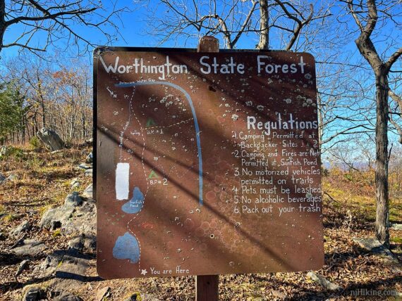 Worthington State Forest sign.