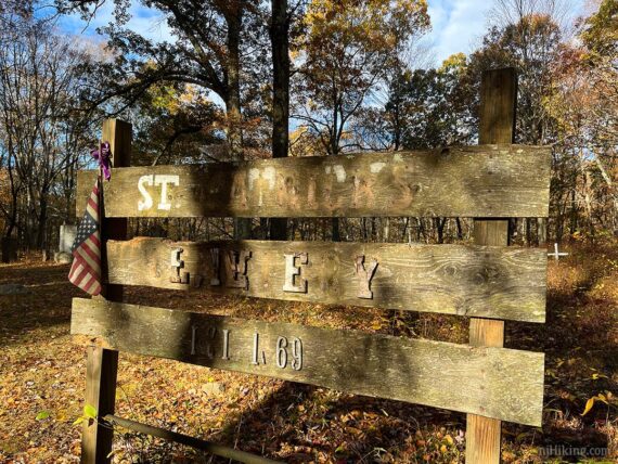 Hibernia cemetery sign.