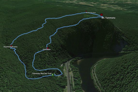 Dimensional map showing the hike.